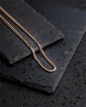 Preview: 3mm fuchsschwanz halskette aus edelstahl mit einer bronzenen platte - Dux Bronze